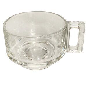 1960s Joe Colombo Arno Clear Glass Stacking Coffee Cup With Rectangle Handle